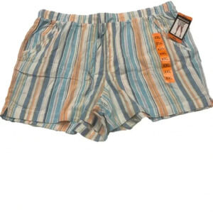 Briggs Ladies' Linen Blend Pull-On Short XXL Color Blue Stripe